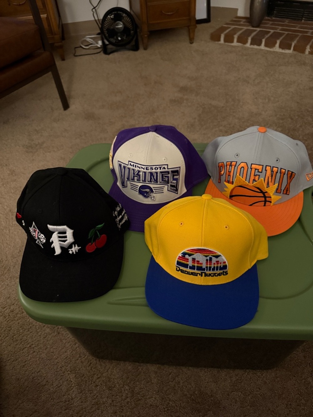Set of 4 NBA & Vintage Style Snapback Hats - Yellow, Blue, Purple, Gray, Black